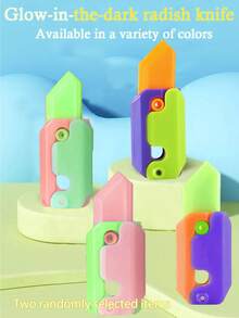 3D Gravity Knife Viral Carrot Knife Stress Relief Toy, Foldable Glow-In-The-Dark Fidget Toy (Random Style And Color) - Multicolor - View 14