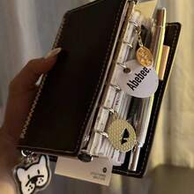 1pc Dark Brown A7 Double Ring Planner Notebook, Ins Niche Highly Attractive Portable Multi-Function Loose-Leaf Notebook - Double Ring Notebook - View 4