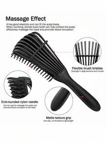 1 Stück Doppelreihiger Grobzahn-Entwirrkamm - Afro-Haare, schmerzfreies Entwirren im nassen/trockenen Zustand, Kopfhautmassage & Exfoliation, belüftet und schnelltrocknend. Für Locken, Perücken, Zöpfe, Salon & Reisen. - Mehrfarbig - Übersicht 9
