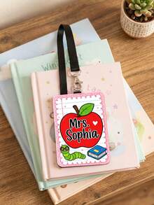 1pc Custom Teacher Name Luggage Tag,ID Card Holder,Pencil Apple Bow Crayon Staff Tag,Work&Travel Bag Tag,Teacher Appreciation Gift,Back To School - Multicolor - View 9