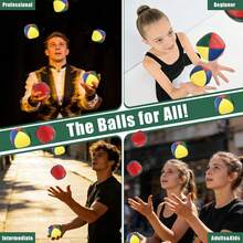3 Buah Bola Juggling, Set Bola Juggling Warna-warni 2 Inci, Mini Lembut, Tahan Lama, dan Mudah untuk Pemula, Bola Juggling Lempar Empat Sisi dari Kulit yang Serasi - MultiWarna - View 3
