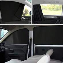 4 piezas Parasol magnético para ventana lateral de coche, material de fibra de poliéster aislante de calor, protección UV, protección de privacidad. Accesorios de parasol para ventana de coche, cubierta de parasol para ventana de coche, parasol de coche, patrón de parasol, parasol magnético para ventana de coche, adecuado para ventanas laterales de coche, protección UV, protección de privacidad. - Multicolor - Ver 2