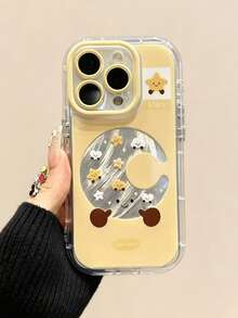 1件鏤空月亮設計手機殼，適用於 iPhone 16/15 Pro Max/14 Plus/13/12/11 - 黃色 - 查看 1