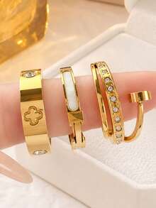Anillo de acero inoxidable con patrón clásico de moda, estilo versátil - Estilo 1 - Ver 9