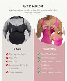FeelinGirl Shapewear Bodysuit Tummy Control For Women Zip-Up Shapewear Thong Waist V Neck Body Shaper Going Out - Black - View 11