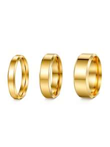 Fashionable Simple Smooth Stainless Steel Men's Ring, Men's Jewelry Accessory, Men's Ring Set, Jewelry Suitable For Daily Wear, Parties, And Birthdays - Three-piece Set - View 13