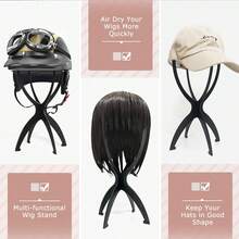2 Sizes Optional Wig Display Stand Combo, Portable Wig Rack With Wig Caps & Detangling Comb For Wig Daily Care, Halloween - View 5
