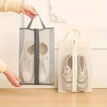 1pc Foldable Breathable Mesh Shoe Bag - Transparent Visible Design Storage Bag, Portable Handheld Sports Fitness Shoe Storage Bag, Dust-Proof Moisture-Proof Large Capacity Shoe Storage Bag, Suitable For Gym, Travel, Beach And Cosmetics - View 8