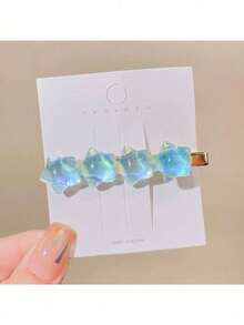 Elegant Women's Hair Clip, Cute Gradient Star-Shaped Decoration Bangs Clip, Daily Hair Accessory - Mixed Color - View 14