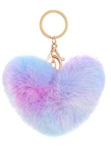 4pcs/1pc Plush Heart-Shaped Pendant, Fluffy Fur Ball Keychain, Cute Multicolor Keychain, Suitable For Backpack, Handbag, Wallet - Multicolor - View 9