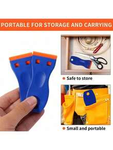 1 Plastic Scraper With 10 Plastic Blades, For Removing Labels And Stickers From Window Glass, Cleaning Floors, Stoves, Car Windows - Multicolor - View 9