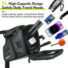 NEWBOLER Bicycle Seat Bag Portable Bike Saddle Bag EVA Hard Shell Bike Tail Bag MTB Road Bike Bag Accessories - Multicolor - View 8