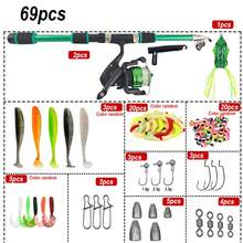 Complete Fishing Rod Set, Includes Telescopic Fishing Rod, Spinning Reel, Bait And Hooks, Travel Fishing Rod Set - Multicolor - View 10
