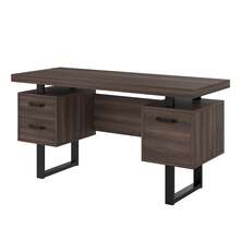 Modern Desk 135x54cm, MDF Tabletop, Metal Legs - 黑色和棕色 - 查看 4