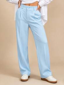 MODA MO, REF: 505 Women's Dress Pants, High Waist, Casual, Sophisticated, Elegant, Modern, Casual, Blogger, Striped, Refined Look, Comfortable, Summer  3.3. - 淺藍色 - 查看 1