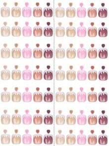 120pcs Short Square French Style Wearable Toe Nail Tips, Nude Pink Gradient Glossy Full Coverage Fake Toenails, Summer Daily Manicure Use - Multicolor - View 4