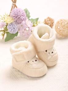 Autumn/Winter Infant Boots, Plush Soft Sole With Anti-Slip Rubber Beads, Warm Shoes For 0-1 Year Old Infants - Apricot - View 2