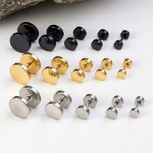 1 set (10 piezas) Pendientes de botón para mujeres de acero inoxidable, pendientes de botón para hombres, hipoalergénicos, pendientes de cartílago redondos de hélice, set de pendientes de botón para múltiples perforaciones - Multicolor - Ver 9