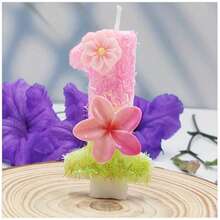 1件雙花數字0-9蠟燭，創意手工蛋糕裝飾生日蠟燭，DIY蛋花蠟燭，適用派對蛋糕裝飾 - 查看 15