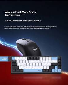 Acer Combo inalámbrico de teclado y ratón de doble modo, silencioso, recargable, con diseño bicolor, para oficina, Bluetooth - Ver 6