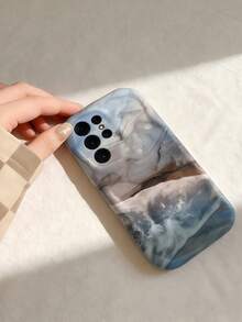 奶油多巴胺波浪荷葉邊軟 TPU 紋理，冷色調冰川波紋手機殼，相容 Galaxy S21 S22 S23 S24 S25 S26/Honor 及其他機型 - 無色 - 查看 4