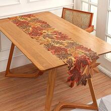 Autumn Leaf Table Runner, Non-Polyester Fabric, Thanksgiving Holiday Decoration, Rectangular Autumn Maple Leaf Pattern, Autumn Decor, Christmas Decor, Halloween Decor - Multicolor - View 7