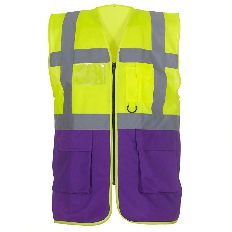 Yoko Unisex Adult Executive Hi-Vis Waistcoat - Yellow/Purple - View 1