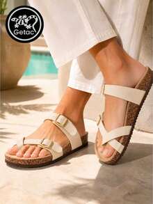 GETAC Women Flat Sandals - Beige - View 2