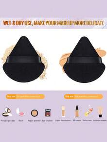 12/1pc Makeup Tool Set, 3pcs Triangle Sponge Powder Puffs, Suitable For Loose Powder Setting, Soft Triangle Powder Puffs Suitable For Body Powder Setting, 1 Set Makeup Sponge Set, Includes Sponge Powder Puffs For Liquid Foundation, Fingertip Powder Puffs For Concealer, 3pcs Makeup Sponges For Liquid Cosmetics - Multicolor - View 3
