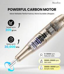 Professional Nail Drill Kit, 30000RPM Cordless Electric Nail File With LCD Display, Rechargeable 4000mAh Battery Nail Efile For Acrylic & Gel Nails, Manicure Pedicure, Salon & Home Use - 裸米色 - 查看 4