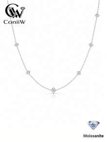 ConiiW A Classic And Romantic 925 Sterling Silver 0.7-Carat Moissanite Choker, Perfect For Everyday Wear Or Parties. - Silver - View 2