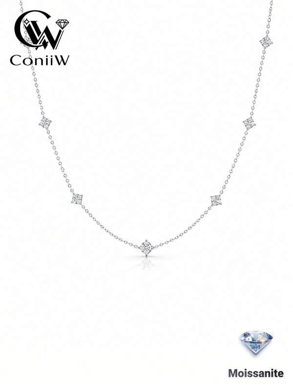 ConiiW A Classic And Romantic 925 Sterling Silver 0.7-Carat Moissanite Choker, Perfect For Everyday Wear Or Parties.