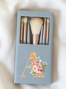 Portable Makeup Brush Set With Mirror And Soft Bristles, Floral Letter A-Y Pattern, Boxed Makeup Brush Set, Multi-Function Makeup Brush Set With Mirror And Makeup Box, Mini Multi-Function Makeup Brush, Foundation Brush, Eyeshadow Brush, Beginner Makeup Tools, Mixed Brush Makeup Storage Rack, Makeup Brush Set, Convenient To Carry Girls Gift, Ideal Makeup Tool Set, Portable Travel Supplies, Travel Essentials - Multicolor - View 18