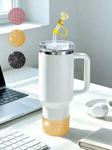 Silicone Cup Sleeve With Sparkling Rhinestone Decoration And Crown Straw Lid, Fits 30oz And 40oz Cups With Handles, Decorated With Rhinestones And Crown, Suitable For Office, Restaurant, Cafe, Car Interior, Kitchen, Bedroom, Vacation, Camping, Essential Travel Accessory For Spring And Summer. Birthday Gift, Wedding Accessory, Back To School Gift, Easter Gift, Mother's Day Gift, Teacher's Day Gift, Women's Birthday Gift Decoration - Multicolor - View 5