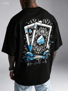 Camiseta Casual de Verano para Hombre de Manga Corta T Camisas de verano para hombre t Camiseta de regalo, top de verano con estampado de tarjeta - Noir 2 - Ver 3