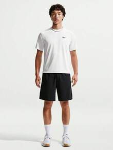 Nike Men's AS M NK DF FLEX SS TOP Short Sleeve T-Shirt Knit Collarless Short TIF2138-100 - Black and White - View 6