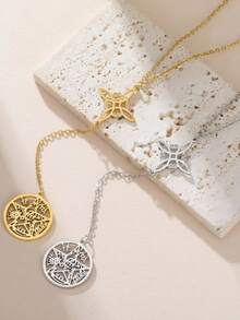 LIKGREAT 1pc Double Amulet Protection Necklace Knot Pentagram Four-Character Stainless Steel Protective Jewelry Wholesale - Fashion Series - View 8