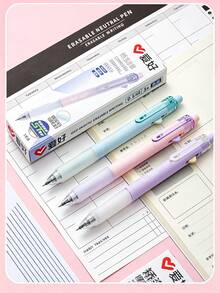 1/3pcs Erasable Retractable Gel Pen Set, 0.5mm ST Needle Tip With Built-In Eraser, No Trace, No Paper Damage, Non-Slip Grip For Correcting Grip Posture, Student Handwriting Practice, Error Correction, Journaling, Erasable Pen, Office Supplies, Learning Stationery - Erasable Pen - View 3