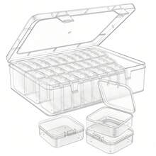 31pcs Bead Storage Box Set, 1 Large Box + 30 Small Transparent Plastic Compartment Storage Boxes With Hinged Lids, Rectangular Mini Compartment Boxes, Suitable For DIY Jewelry Making, Bracelet Beads, Nail Art Accessories, Small Parts Sorting, Valentine's Day Gift For Women - Multicolor - View 1