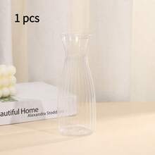Plastic Striped Transparent Vase, Floral Arrangement Craft, Suitable For Various Bouquet Decorations, Holidays And Home Decor, Perfect For Tabletop Decoration, Wedding, Home, Christmas Dinner Party - Transparent - View 10