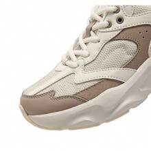 Skechers Women's Platform Casual Retro Dad Shoes Breathable Honeycomb Mesh Lightweight Non-Slip Sole Sneakers - White/Khaki - View 5