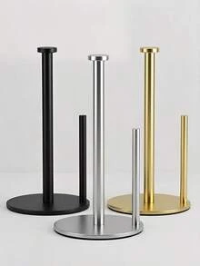 Baofeng 1pc Stainless Steel Countertop Paper Towel Holder, Non-Slip Base Easy-Tear Paper Roll Dispenser, Suitable For Standard And Large Rolls, Space-Saving Kitchen Bathroom Home Decor Stand, Free Hook Included, Gold/Silver/Black Optional - Multicolor - View 3
