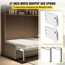 Kit de mecanismo de montaje en pared con resorte, capacidad de carga resistente de 250 kg, kit de bricolaje, soporte de cama para cama Murphy de 0,9 a 1,2 m cama Queen horizontal, blanco - Blanco - Ver 2