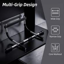 DDCAQIOUA No-Drill Doorframe Chin-Up Bar, Multi-Grip Chin-Up Bar, Scratch-Resistant U-Shaped Structure, Home Gym Equipment For Renters, Small Apartments, Industrial Design, Black, Rustproof - Black - View 8
