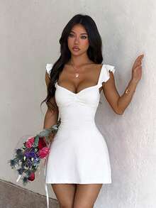 Summer White Dress - Elegant Party, Beach And Vacation Dress For Women, Ruffle Dress - White - View 4