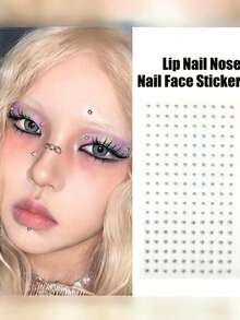 1/2/4/6/10 Sets Waterproof Faux Piercing Jewelry, 180pcs Total, Including Self-Adhesive Lip Rings, Eyebrow Rings, Nose Rings And Belly Button Jewelry, Back To School, Face Rhinestone Sticker Set - 彩色 - 查看 3