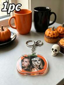 Halloween Customized Photo Pumpkin Keychain, Acrylic Pendant With Uploadable Photo, Suitable For Couples And Best Friends As Spooky Holiday Commemorative Gift - Multicolor - View 4