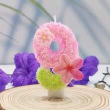 1件雙花數字0-9蠟燭，創意手工蛋糕裝飾生日蠟燭，DIY蛋花蠟燭，適用派對蛋糕裝飾 - 查看 11