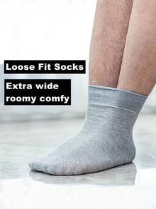 1/6 Pairs Men's Extra Large Socks | Ultra Wide Non-Restrictive Cuff | Soft, Breathable, Moisture-Wicking, Unisex, Loose Fit Comfortable - Multicolor - View 3