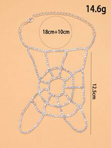 1 pieza Cadena de mano con telaraña de strass completa, anillo de mano conectado con telaraña de strass hueca, accesorio de mano estilo gótico punk de terror de Halloween para fiesta y cosplay de mujer - diamantes de imitación - View 5